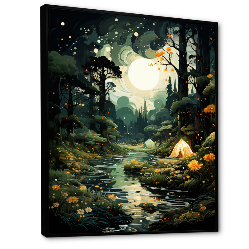 Backcountry Escape - camping, art mural, H 44 po x l 34 po x P 1,5 po, Cadre flottant noir