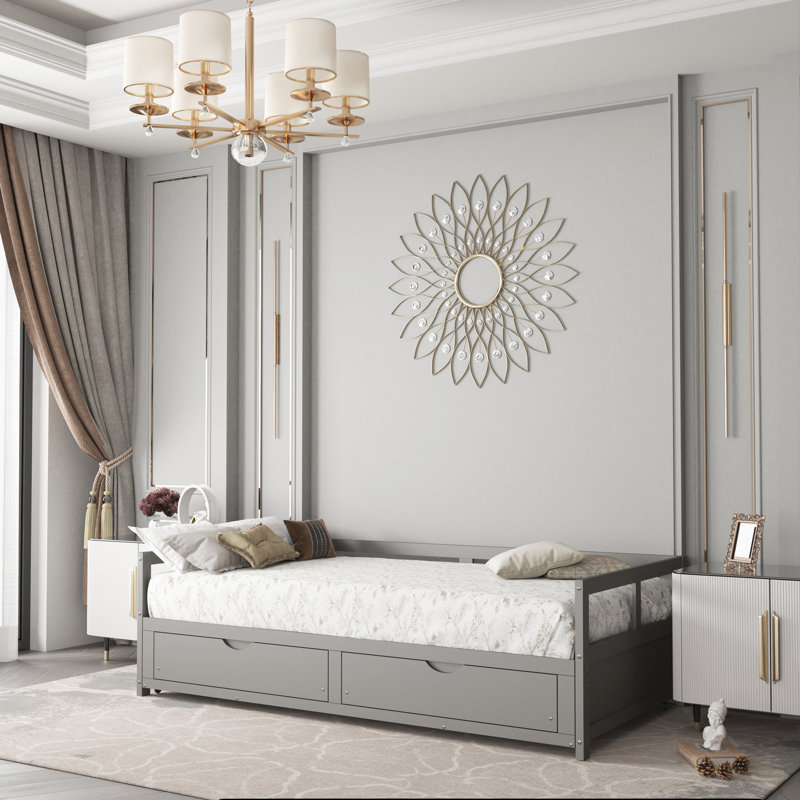 Lit de jour simple avec couchette Goessel, gris