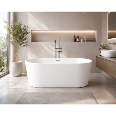 Freestanding Soaking Acrylic Bathtub with Center Drain
