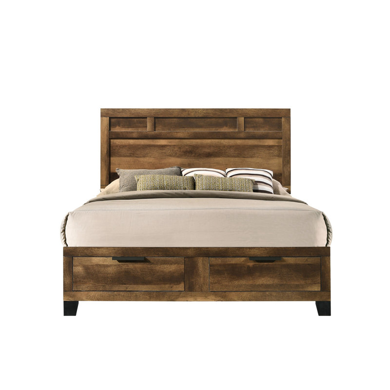 Jedriel Hegewisch Extra Large Storage Bed, Rustic Oak Finish (With Drawers), King