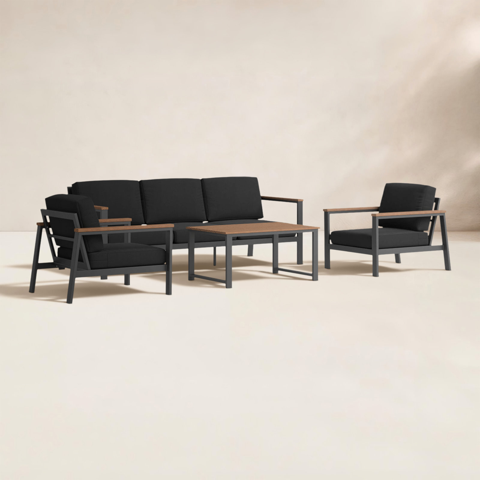Townsend 5-Person Patio Seating Group, Canvas Black Sunbrella® Canvas