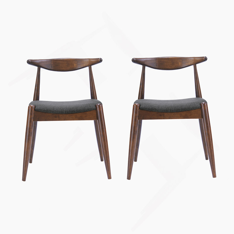 Chaises en tissu, ensemble de 2, Gris anthracite, Marron foncé