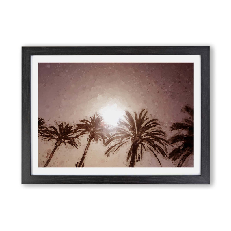 Palm Trees in the Evening - Framed Print, Black, 62cm H x 87cm W x 2cm D