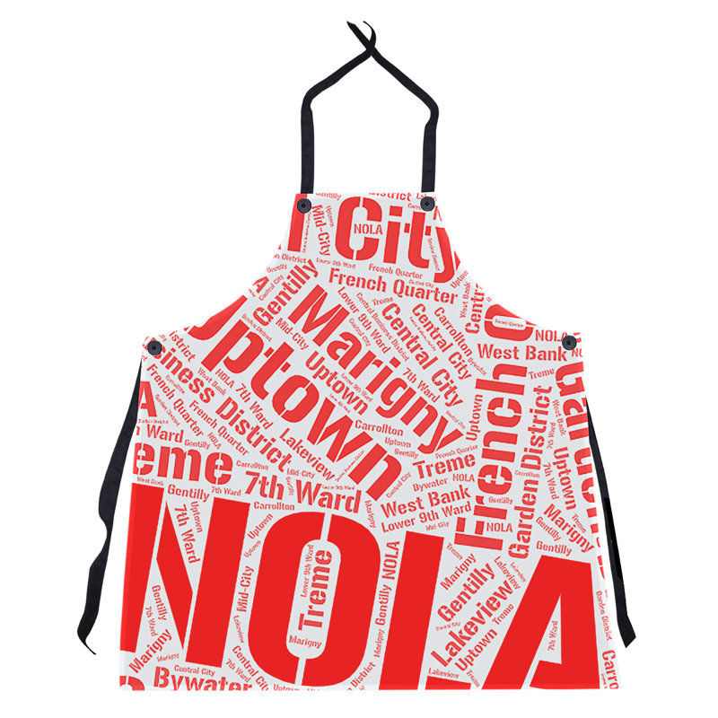 Word Art Bib Apron, Dallas, Red