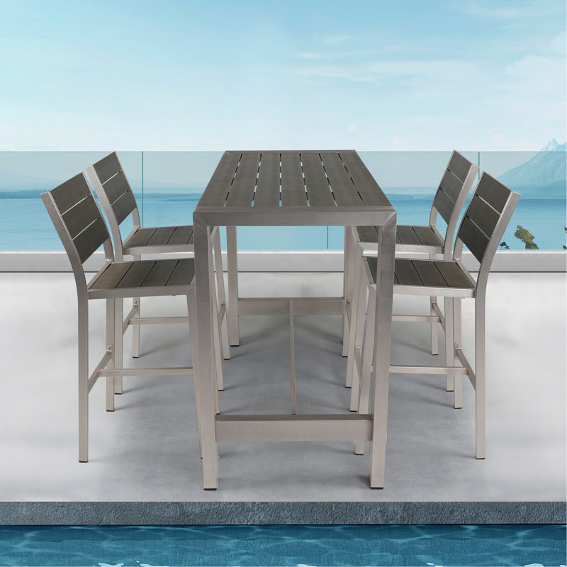 Ensemble de comptoir et chaise de bar tout aluminium
