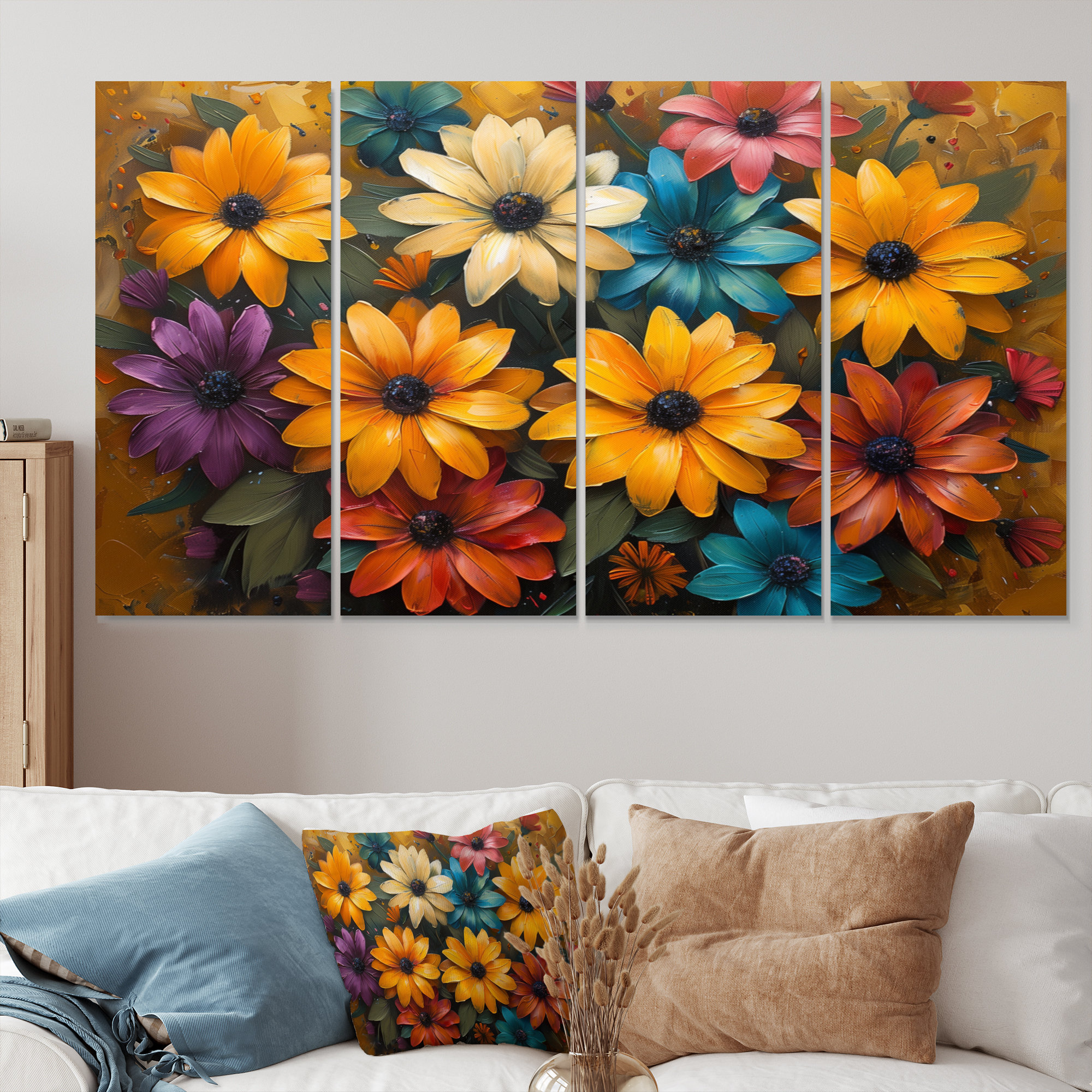 Winston Porter Multicolor Garden Daisies Collage II - Daisies Wall ...