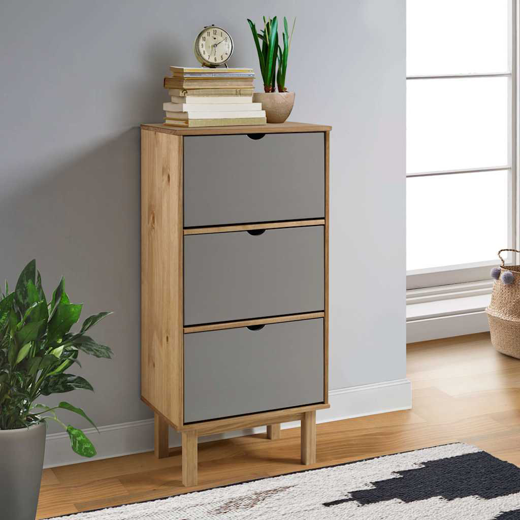 Union Rustic Shoe Cabinet With 3 Drawers Brown Solid Pine Wood
