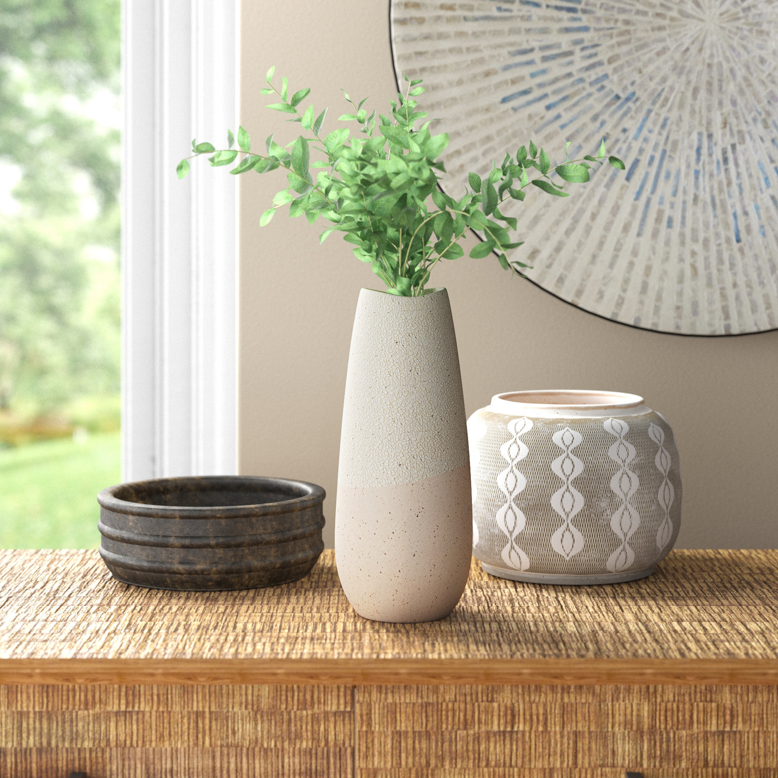 Jennifer Ceramic Table Vase, 13.98" H  x 5.91" W x 5.91" D