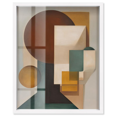 Overlapping of Planes Shadowbox Print Modern Abstract Art by Art Remedy, White Frame, 24 x 30