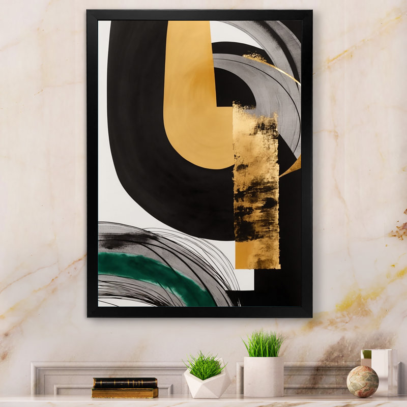 Art moderne moderne vert II - impression sur toile, Impression noire sur toile encadrée, H 20 po x l 12 po x P 1 po