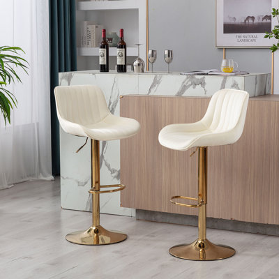 Adjustable Bar Stools With Chrome Footrest And Mechanical Lifting