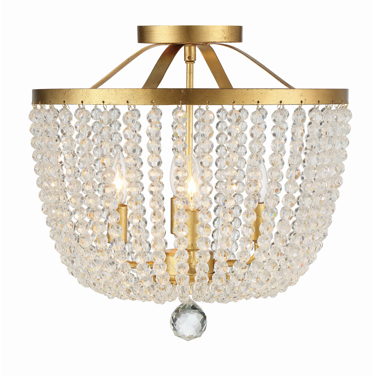 Conway Wrought Iron 4-Light Chandelier, Antique Gold
