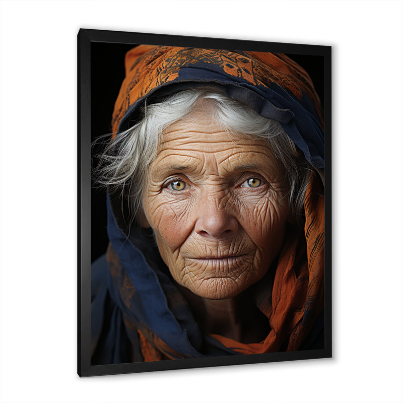 " Woman Amber Annotations ", Black Single Picture Framed, 32" H x 16" W x 1" D