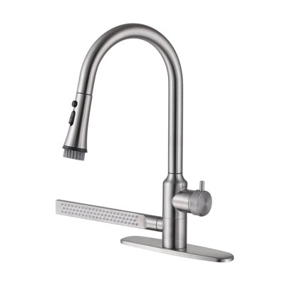 Single Handle Pull Down Kitchen Sink Faucet with Rotatable Side Sprayer