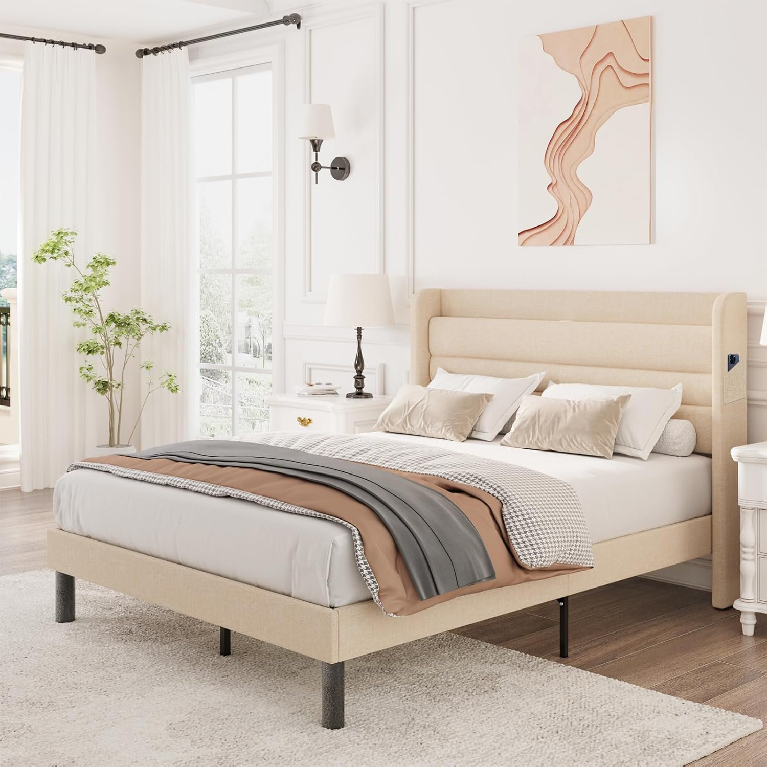 Latitude Run® Bed Frame with Charging Station, Type-C & USB Ports and ...