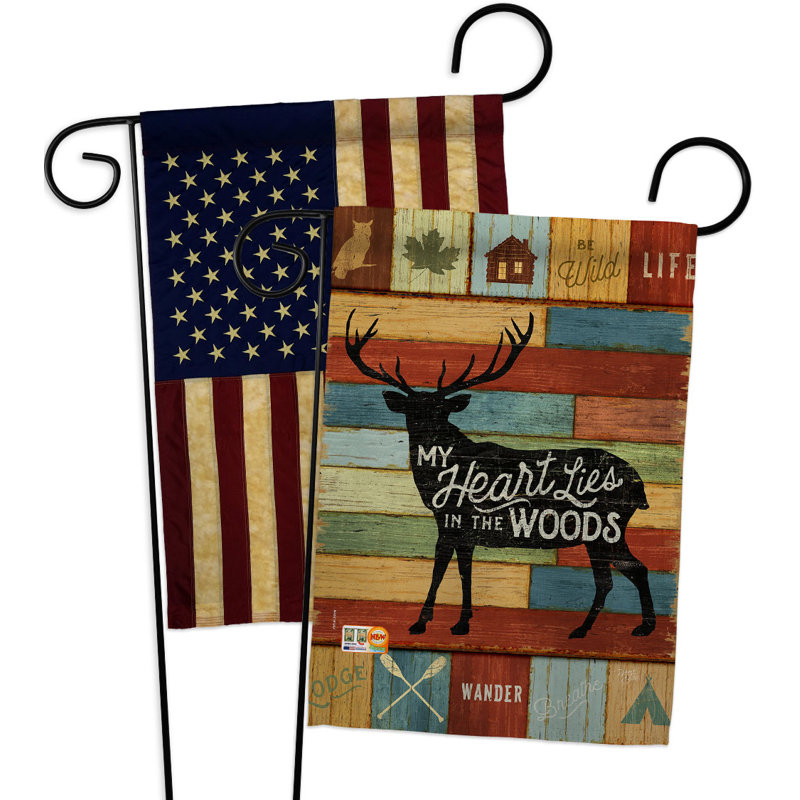 «My Heart Lies In The Woods» - Drapeau de jardin en polyester 19 po x 13 po