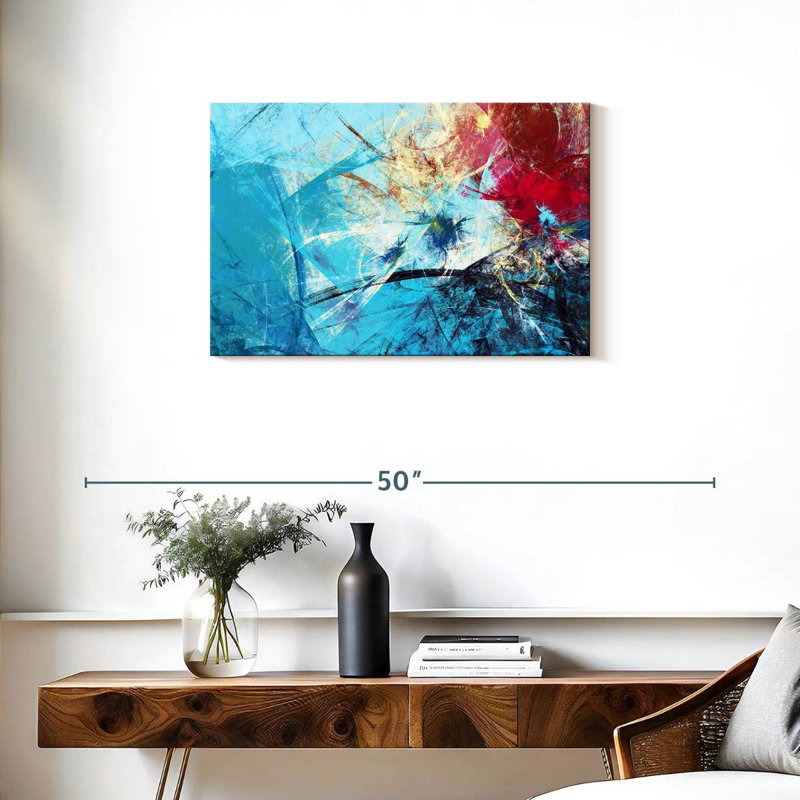 Avery Red And Blue Abstract, 20" H x 30" W