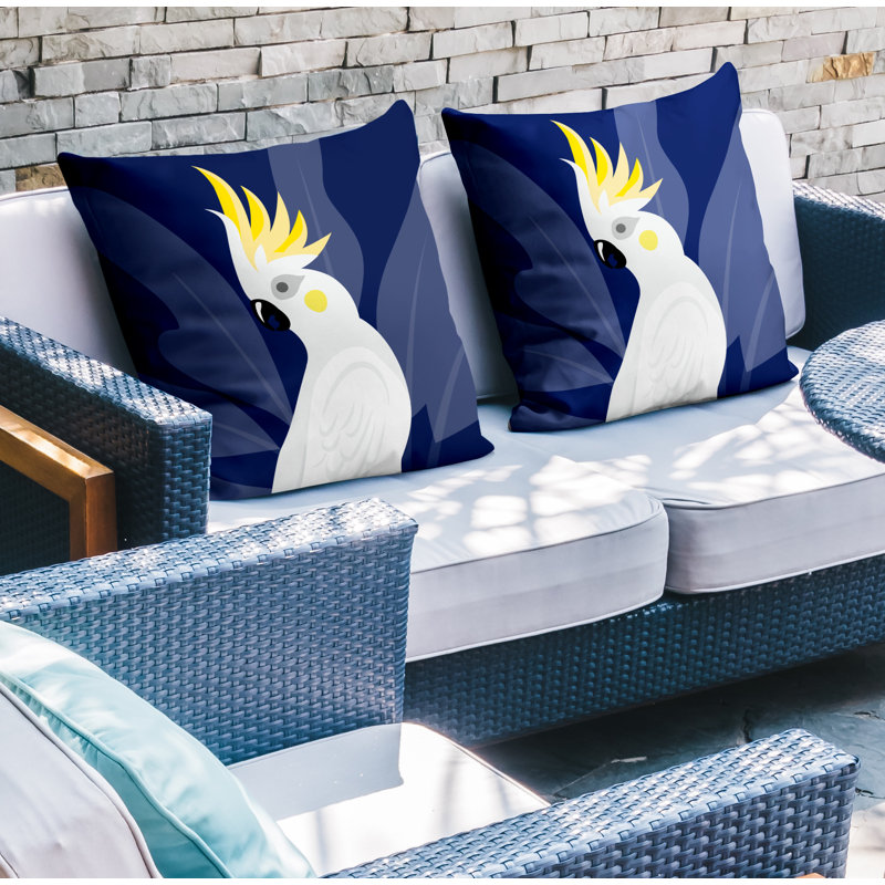 Coussin intérieur / extérieur Catoo Bird, L 17 po x H 17 po, Bleu marine