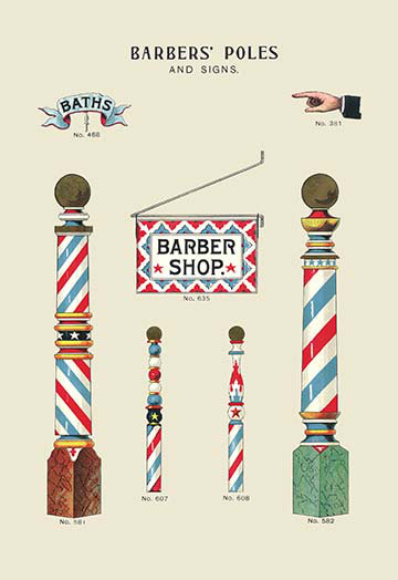 « pôles et enseignes barbers », impression, 42" H x 28" W x 1.5" D