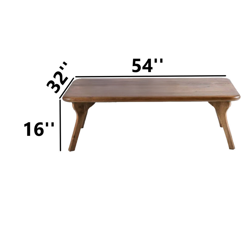 Handmade Walnut Solid Wood Coffee Table, 16" H x 54" L x 32" W