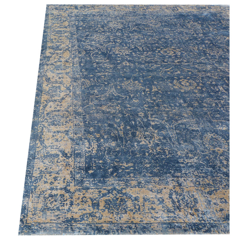 Cassina Oriental Hand Loomed Denim/Gold Area Rug, Rectangle 8' x 10'