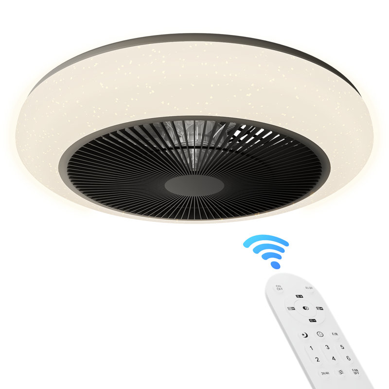 Ceiling Fan DC Remote Control With LED Light Bluetooth Speaker, Black/White