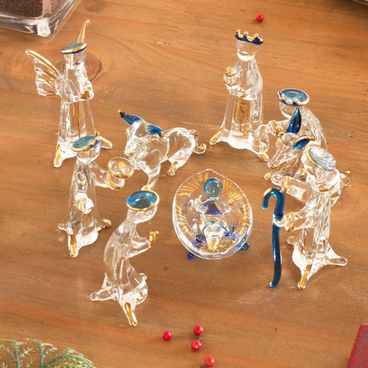 The Holiday Aisle® 10 Piece Glass Nativity Set | Wayfair