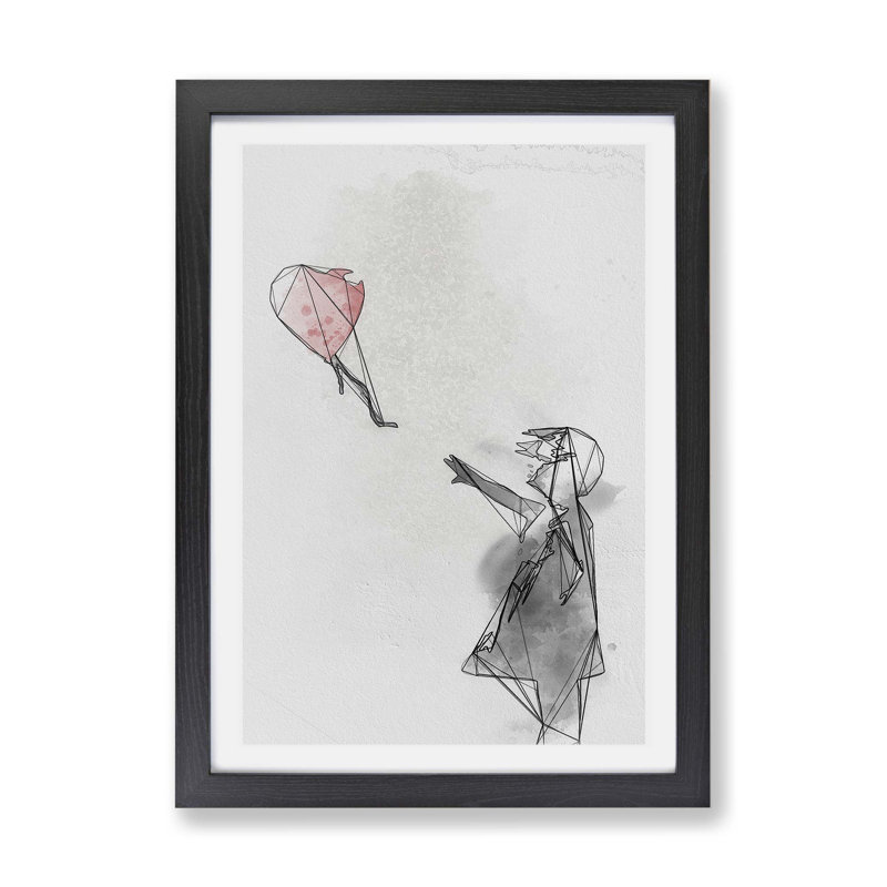 Balloon Girl - Framed Print, Black, 24cm H x 33cm W x 2cm D