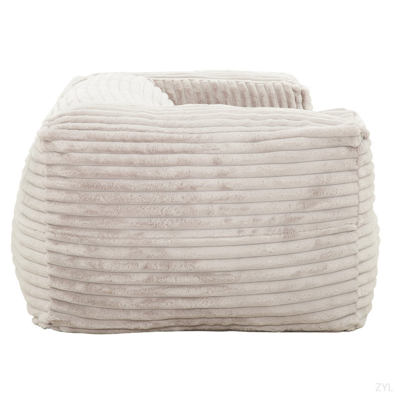 Fauteuil à billes en mousse à mémoire de forme 71 pouces avec accoudoirs, beige