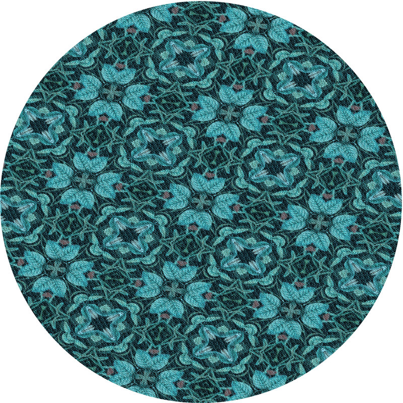 Tapis floral bleu sarcelle, Rectangle 2 pi x 3 pi