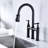 Matte Black Bridge Faucet - Dual Handle For Accurate Flow And Temperature Adjustment Sink 360-Degree Rotating Nozzle Extended Cleaning Area