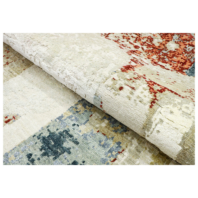 Hand Woven Silk and Wool Area Rug, Rectangle 9' x 12'