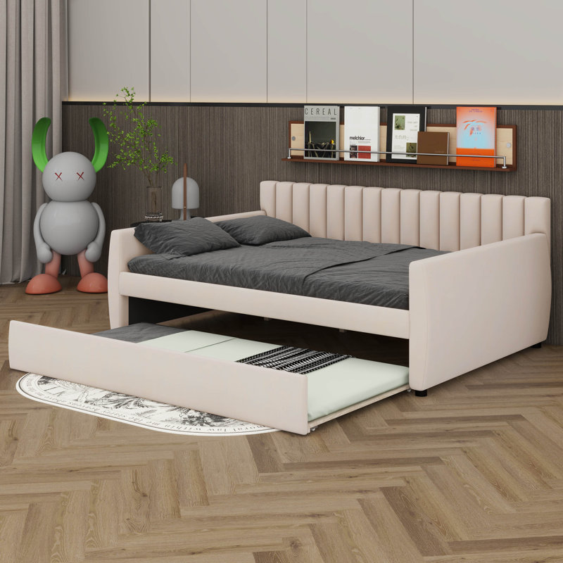 Lit de jour rembourré Zechari, Beige