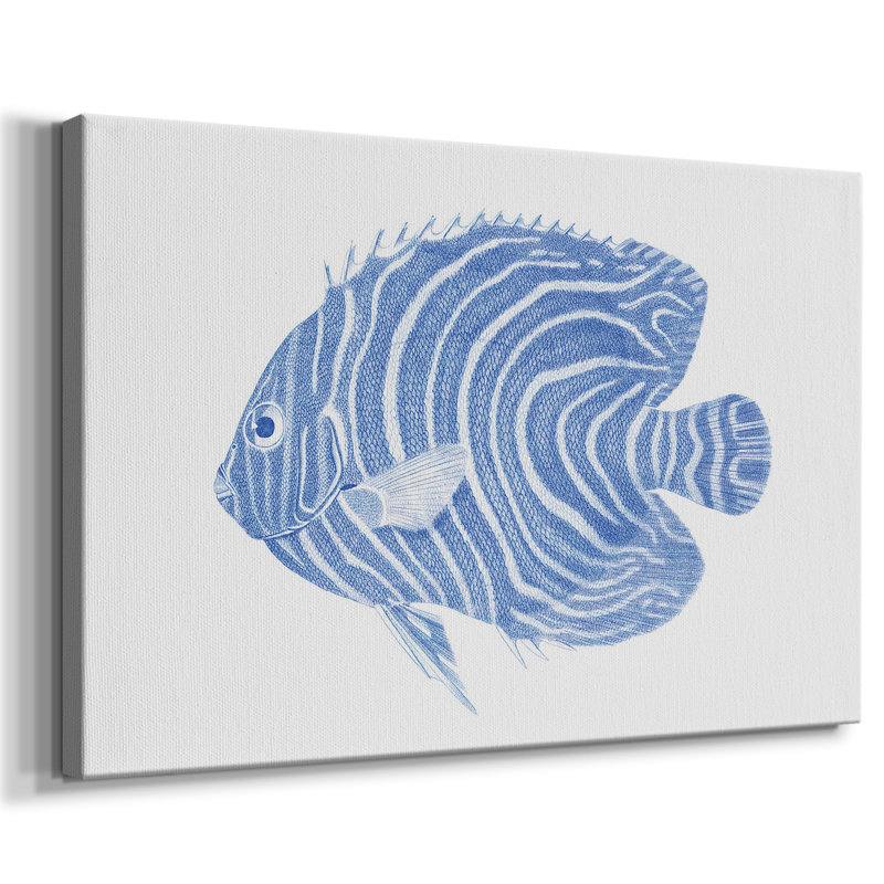 Poisson tropical bleu et blanc II - Cavas enveloppés de galerie, 12 x 18