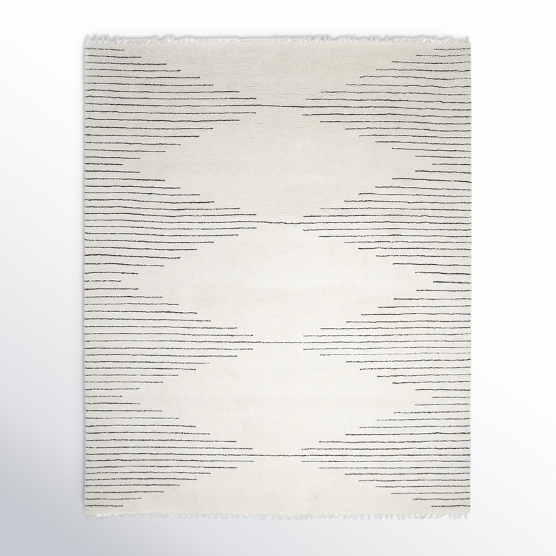 Bernie Hand Knotted Geometric Area Rug, Rectangle 5' x 8'
