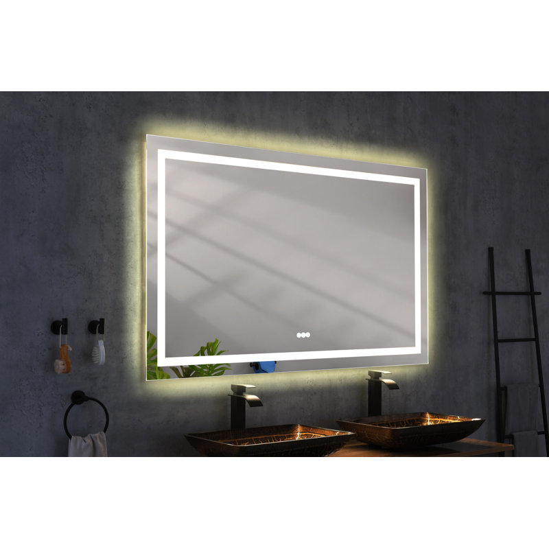 Miroir mural 84 po x 48 po avec éclairage à DEL haute luminosité et anti-buée, Argent
