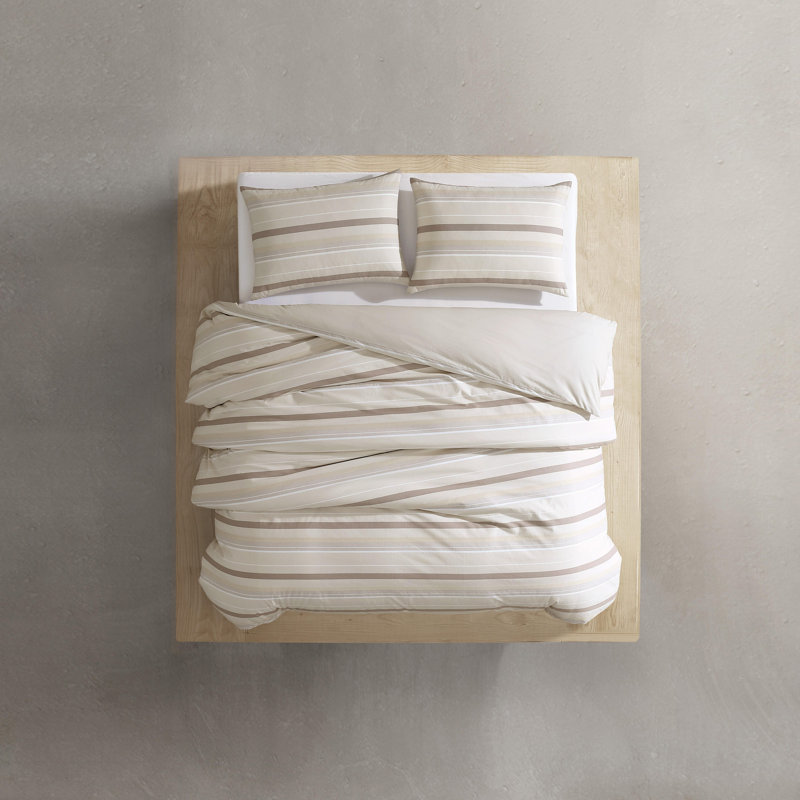 Ensemble de literie Calvin Klein Summer Stripe en coton beige à rayures, Grand lit