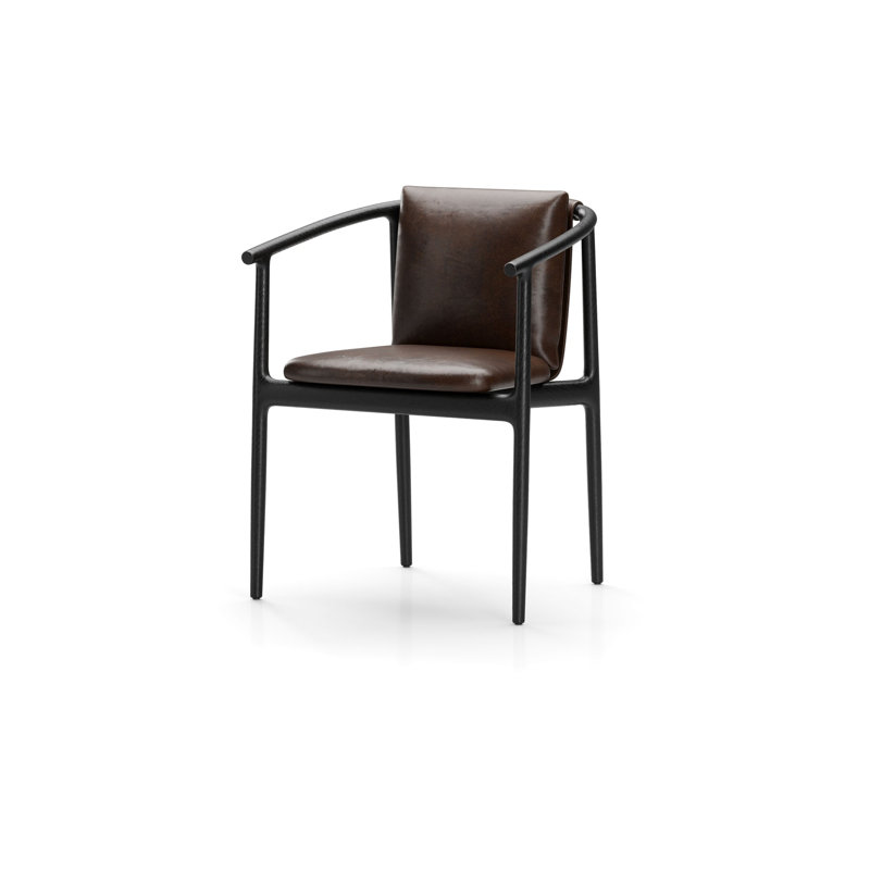 Charlie Leather Arm Chair, Black Oak, Newcastle Dark Brown New 25