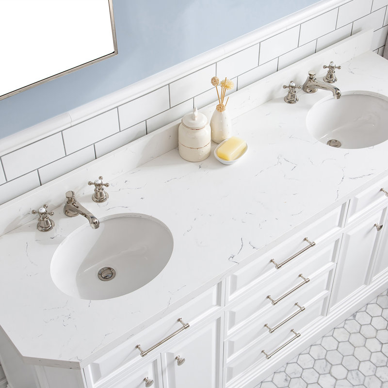 Palace 72'' W Vanity, Pure White, Polished Nickel