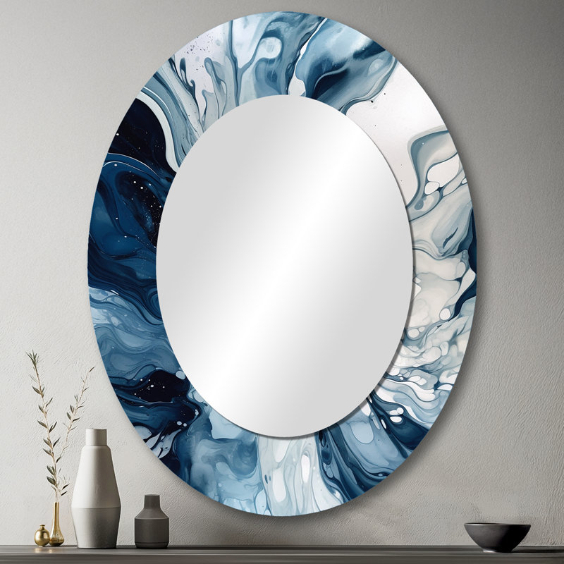 Miroir mural moderne bleu et gris Elixir I - bleu, 43 po x 33 po