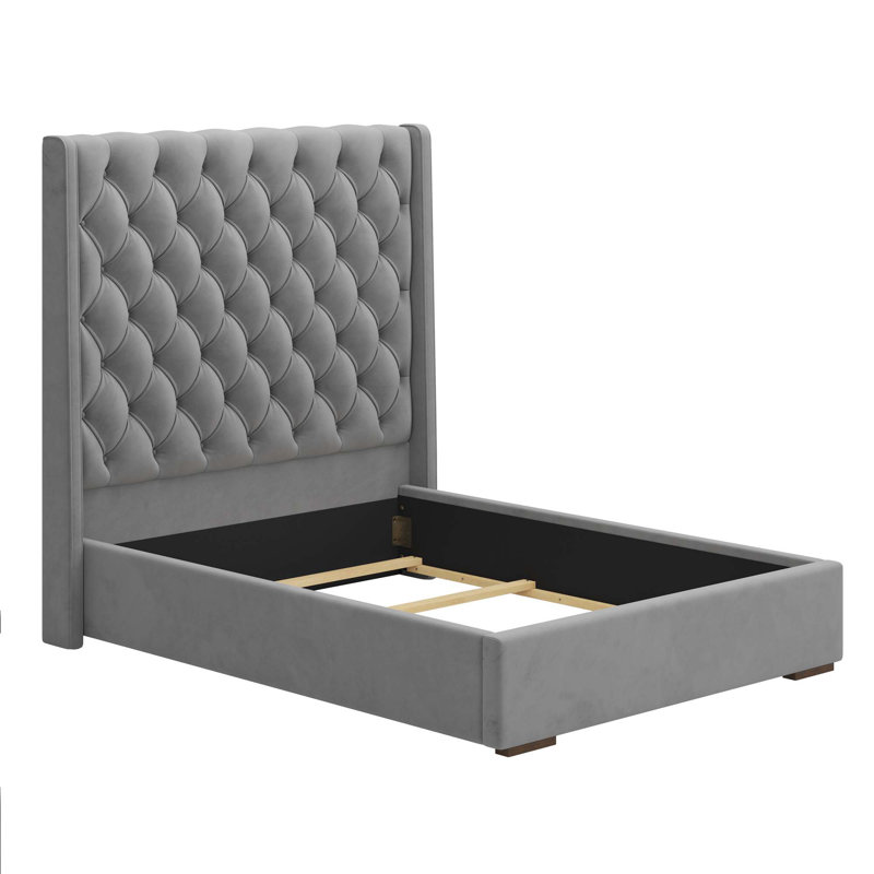 Headboard Upholstered Bed With Handmade Deep Button Tufted, Box Spring Needed, Queen