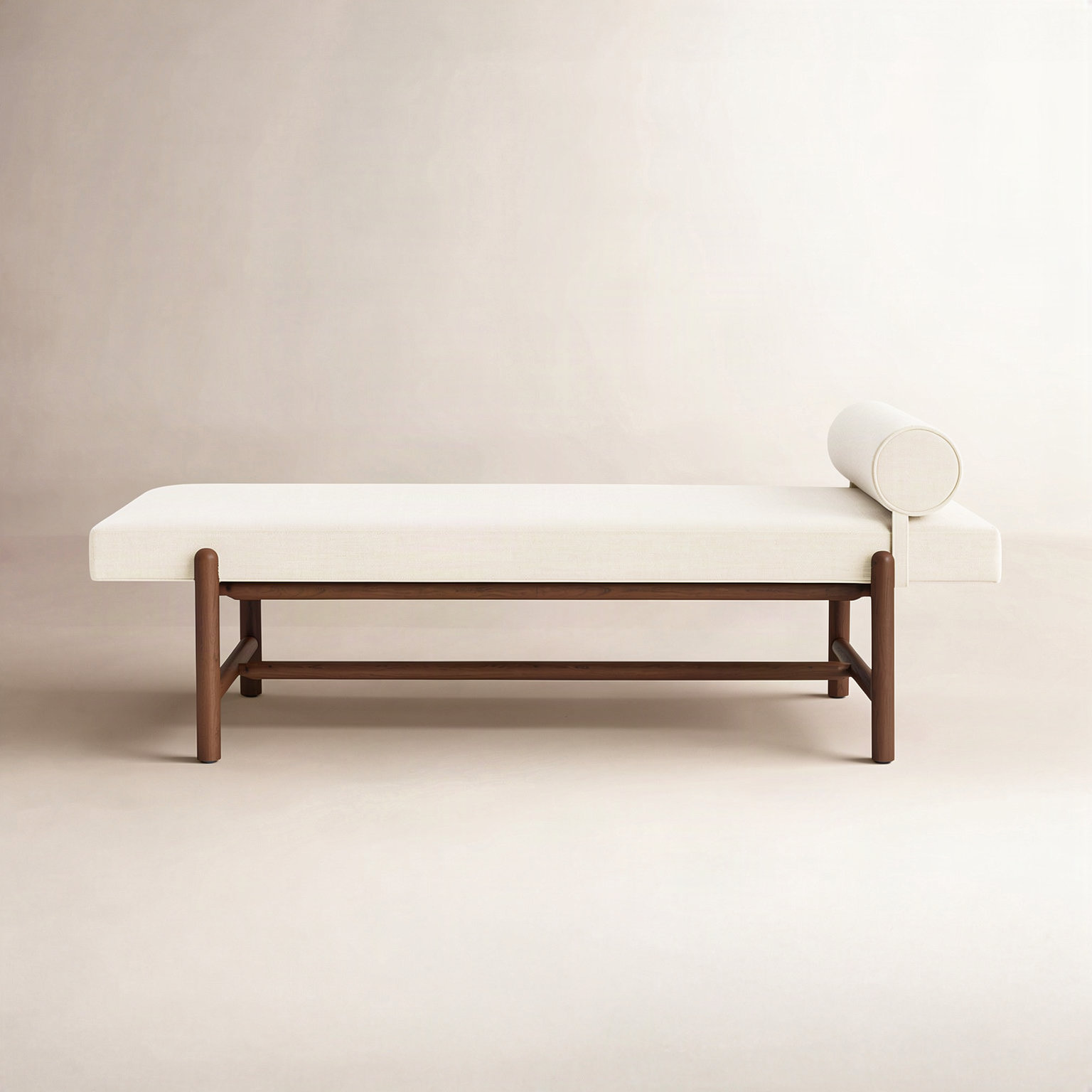 Cellire 29" Linen Entryway Bench, Cream, Brown