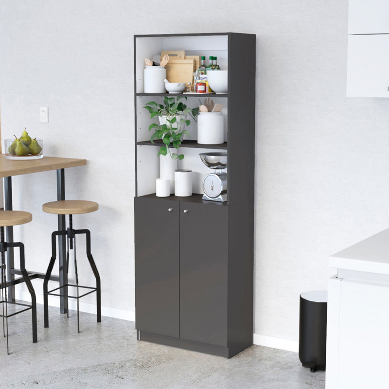 Bibliothèque 2 portes gris et blanc mat - Organisez votre espace en toute facilité
