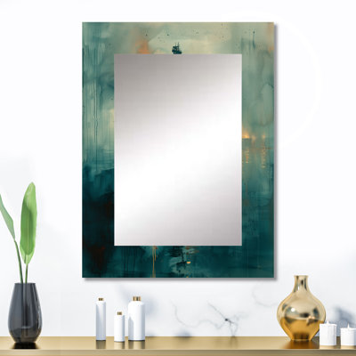 Blue Yellow Summer Oil Rig In Gulf Of Mexico - Architecture Decorative Mirror On Metal