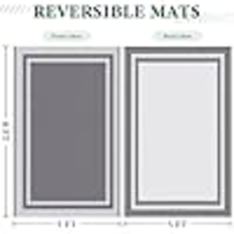 Outdoor Rug Reversible Portable Plastic Straw Camping Rugs For Outside RV,Large Waterproof Outdoor Area Rugs For Patio,Deck,Porch,Balcony(5'X 8',White&Gray)