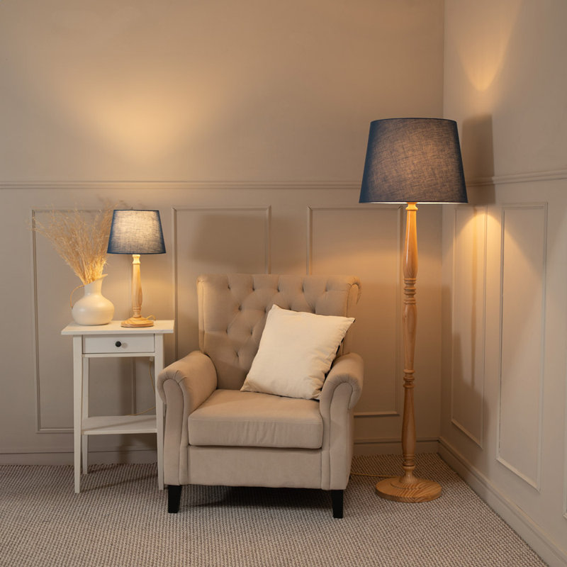 Annum Standard Table Lamp, Yes, Natural, Navy Blue