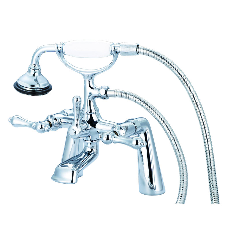 Stonington 3 Handle Deck Clawfoot Tub Faucet, Hand Polished, Richly Triple Plated Chrome Finish, Lever Handles