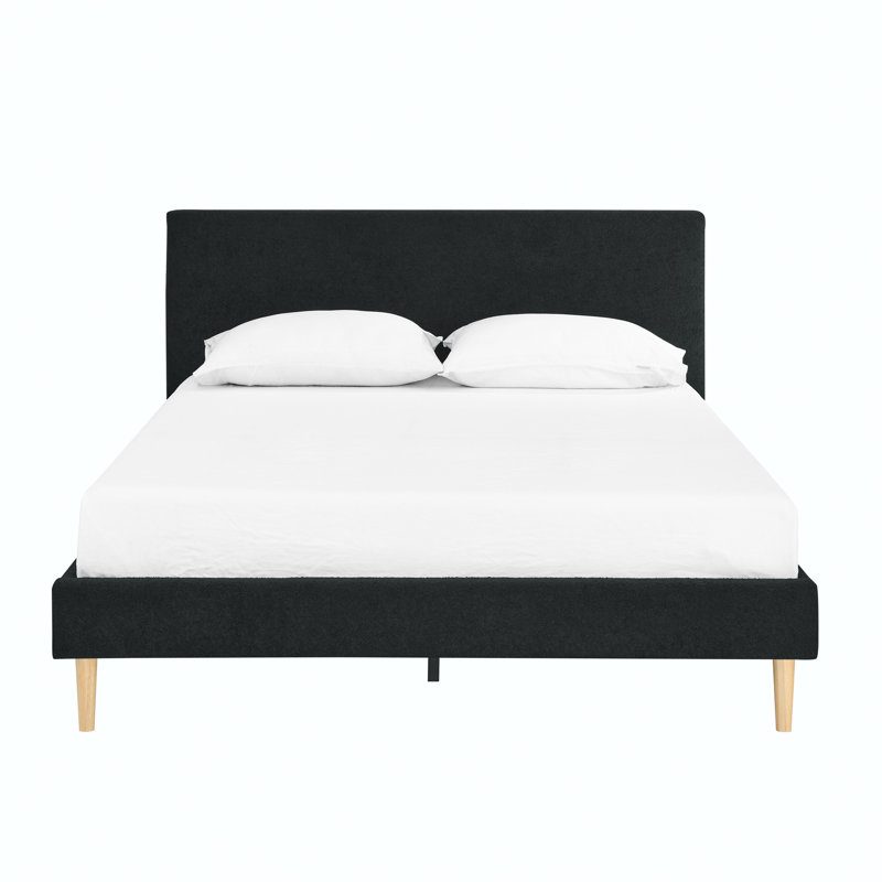 Queen Size Platform Bed Frame with Upholstered Headboard