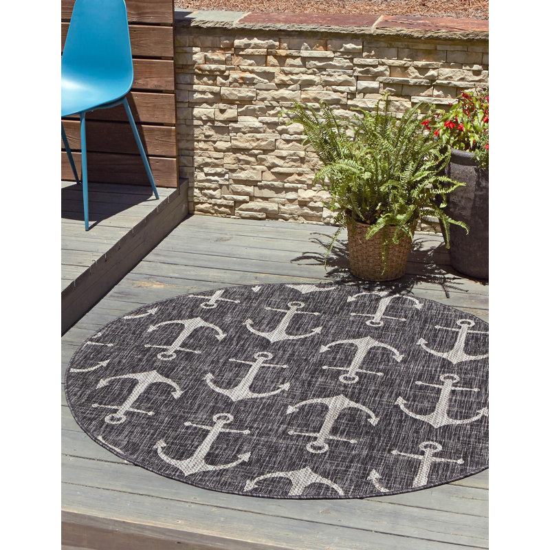 Tapis gris anthracite intérieur / extérieur Glidden, Rond 10pi