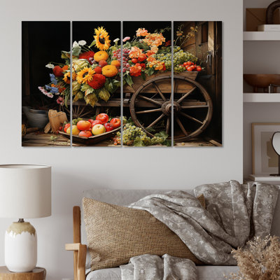 «Old Cart Cart Harvest», reproduction de toile tendue 4 pièces